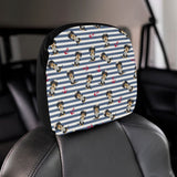 Dachshund Anchor Navy Blue Pattern Car Headrest Cover