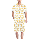 Pancake Pattern Print Design 01 Men's V-Neck Short Pajama Set