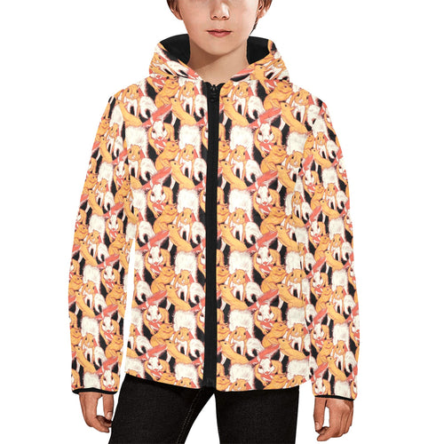 Squirrel Pattern Print Design 04 Kids' Boys' Girls' Padded Hooded Jacket