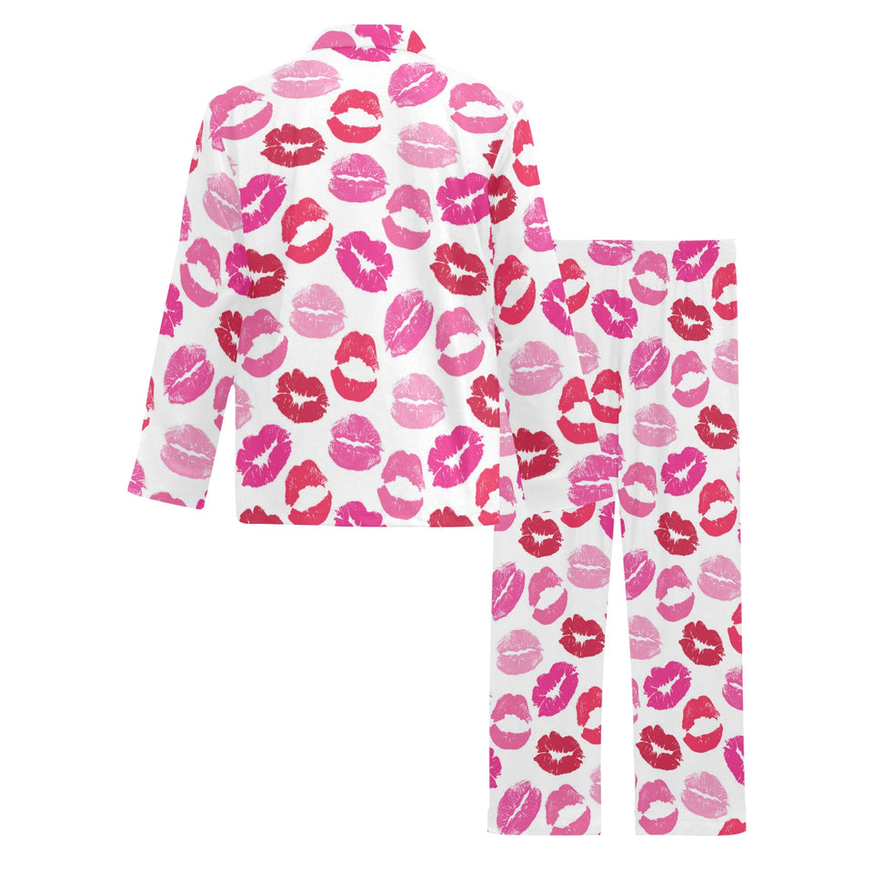 Lips Pattern Print Design 05 Men's Long Pajama Set