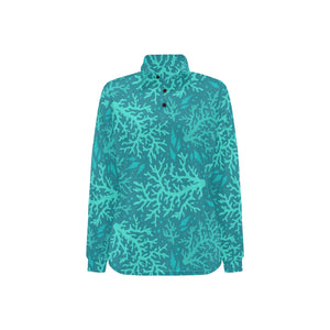 Coral Reef Pattern Print Design 01 Women's Long Sleeve Polo Shirt