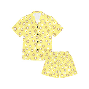 Fried Eggs Pattern Print Design 03 Kids' Boys' Girls' V-Neck Short Pajama Set