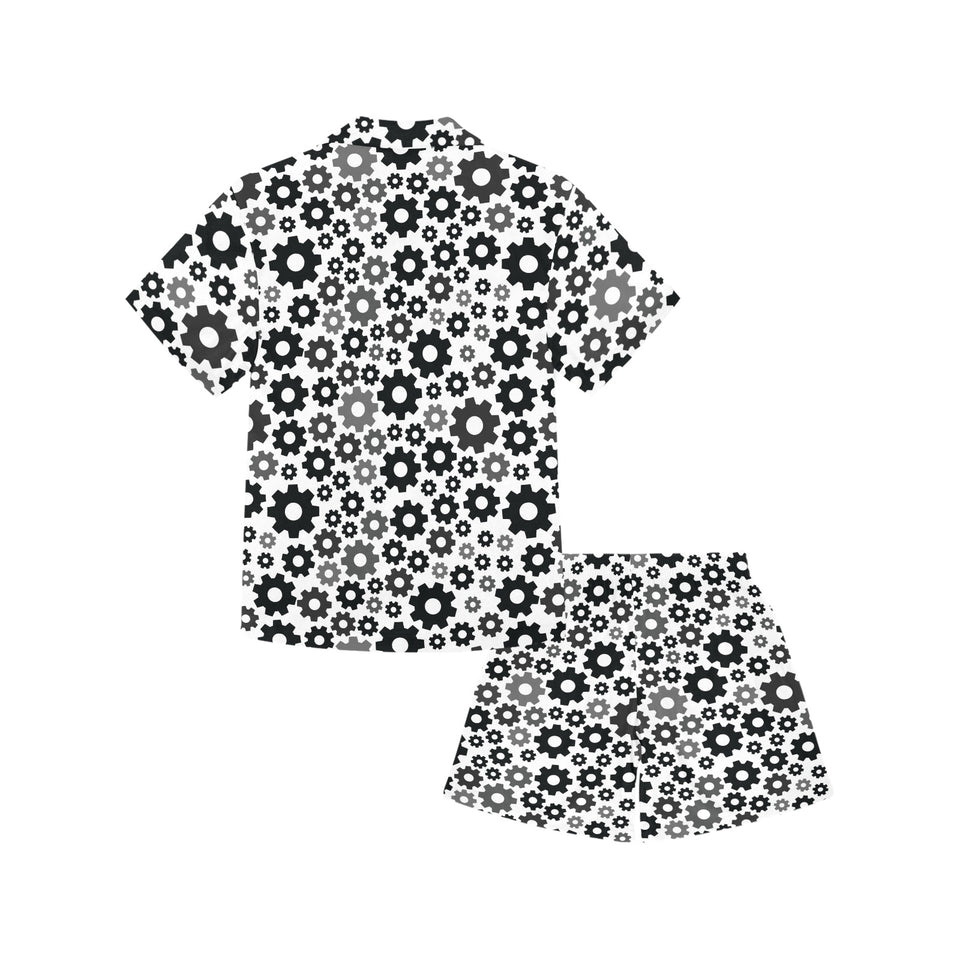 Gear Pattern Print Design 01 Kids' Boys' Girls' V-Neck Short Pajama Set