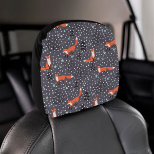 Fox Snow Winter Pattern Car Headrest Cover