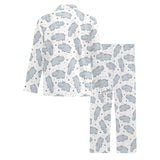 Hippopotamus Pattern Print Design 01 Men's Long Pajama Set