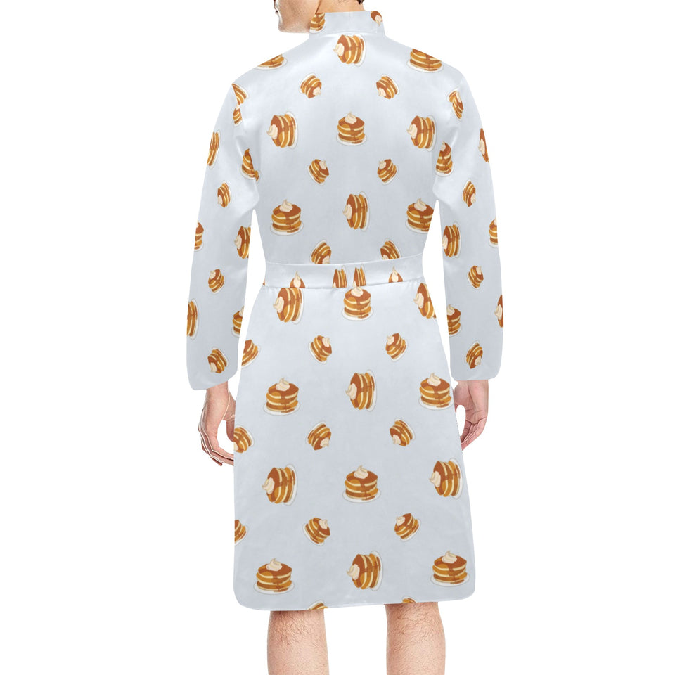 Pancake Pattern Print Design 03 Men's Long Sleeve Belted Night Robe