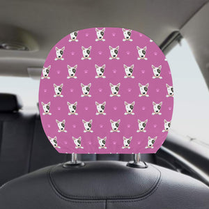 Bull Terrier Pattern Print Design 02 Car Headrest Cover