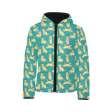 Golden Retriever Pattern Print Design 05 Kids' Boys' Girls' Padded Hooded Jacket