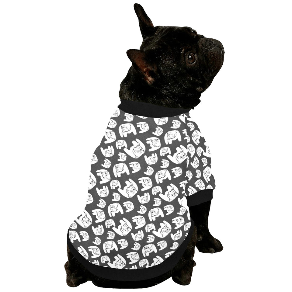 English Bulldog Pattern Print Design 02 All Over Print Pet Dog Round Neck Fuzzy Shirt