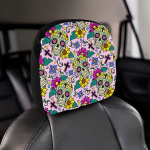 Colorful Suger Skull Pattern Car Headrest Cover