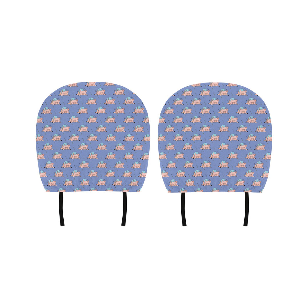 Pig Pattern Print Design 03 Car Headrest Cover