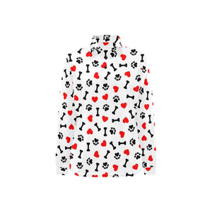 Dog Paws Pattern Print Design 01 Women's Long Sleeve Polo Shirt