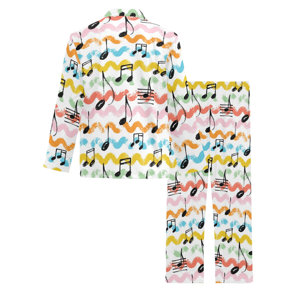 Music Notes Pattern Print Design 01 Men's Long Pajama Set