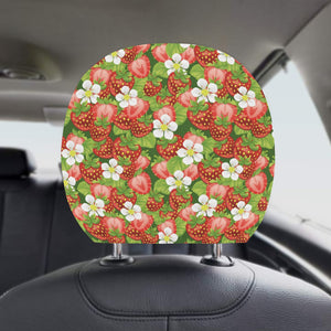 Strawberry Leaves Flower Pattern Car Headrest Cover