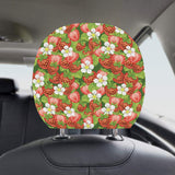 Strawberry Leaves Flower Pattern Car Headrest Cover