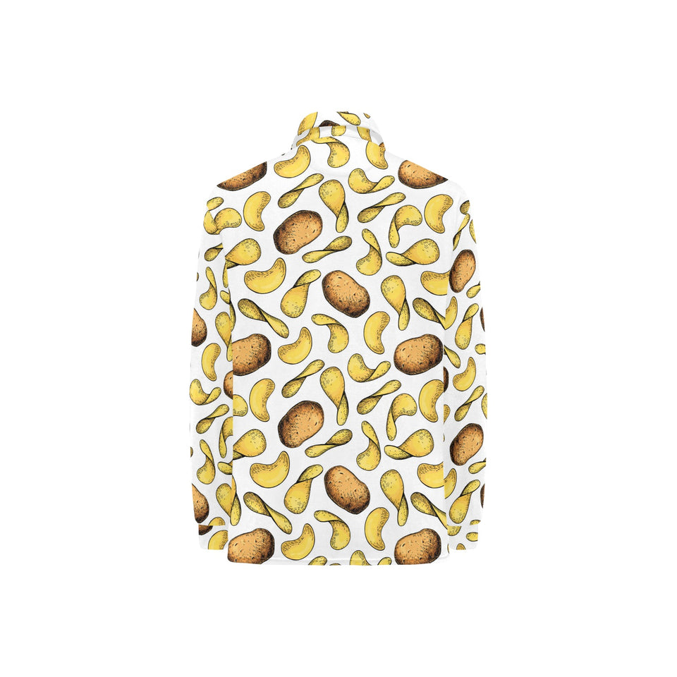 Potato Chips Pattern Print Design 01 Women's Long Sleeve Polo Shirt