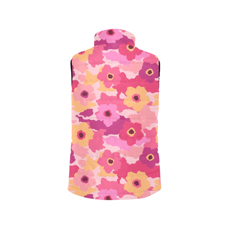 Pink Camo Camouflage Flower Pattern Men's Padded Vest