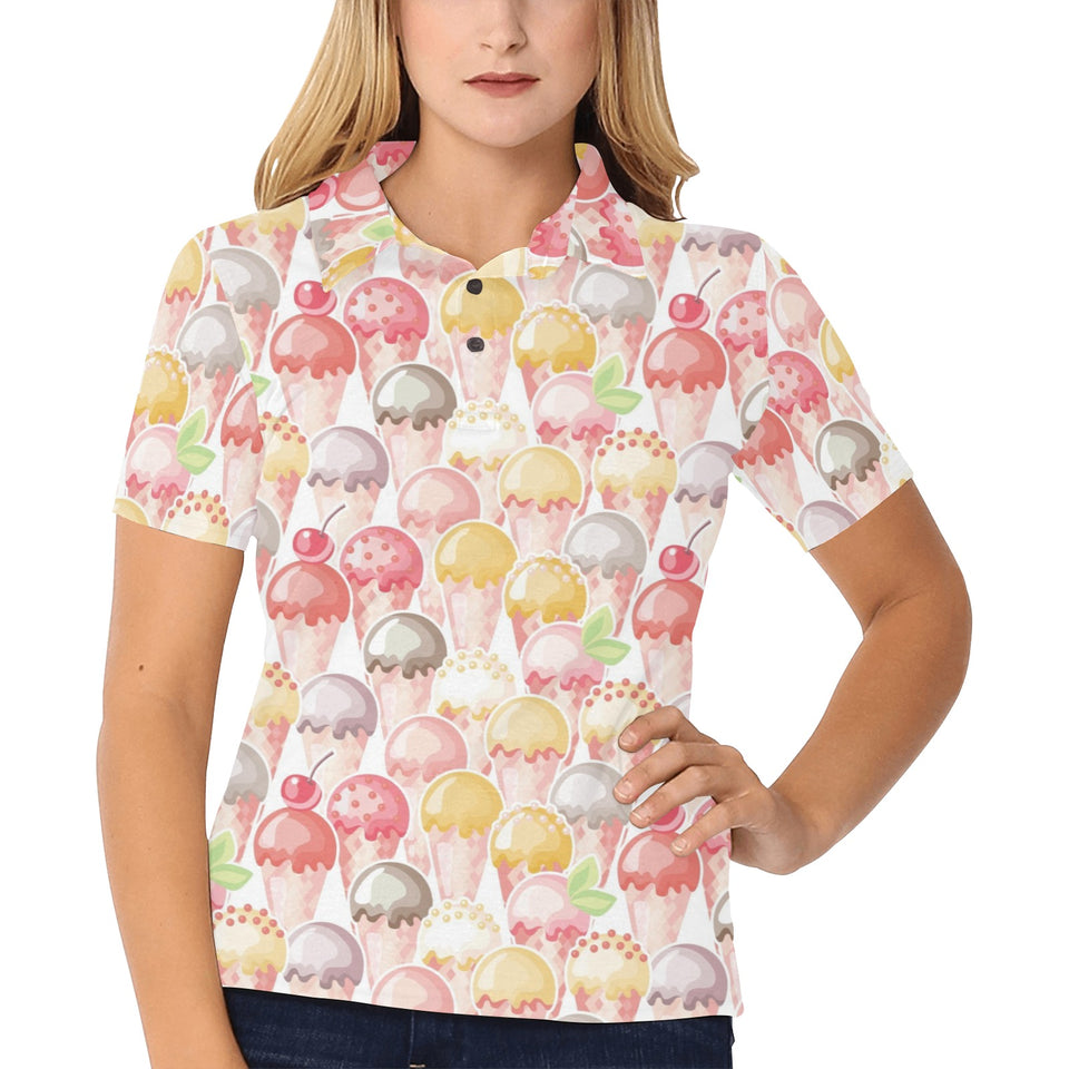 Ice Cream Cone Pattern Women's All Over Print Polo Shirt