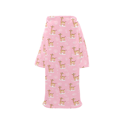 Giraffe Pattern Print Design 01 Blanket Robe with Sleeves