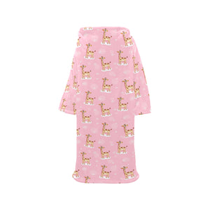 Giraffe Pattern Print Design 01 Blanket Robe with Sleeves