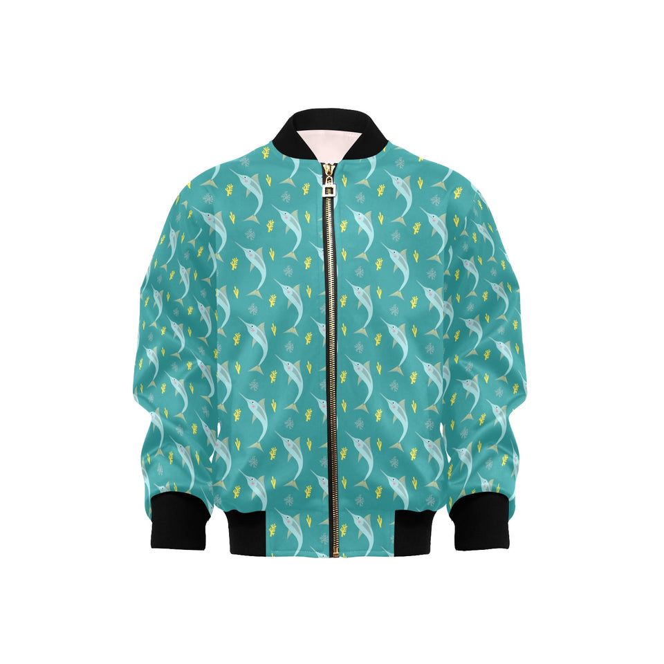 Swordfish Pattern Print Design 04 Kids' Boys' Girls' Bomber Jacket