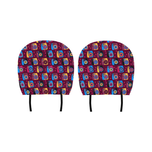 Camera Pattern Print Design 04 Car Headrest Cover