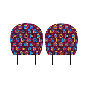 Camera Pattern Print Design 04 Car Headrest Cover