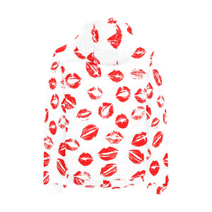 Lips Pattern Print Design 01 Men's Padded Hooded Jacket(ModelH42)