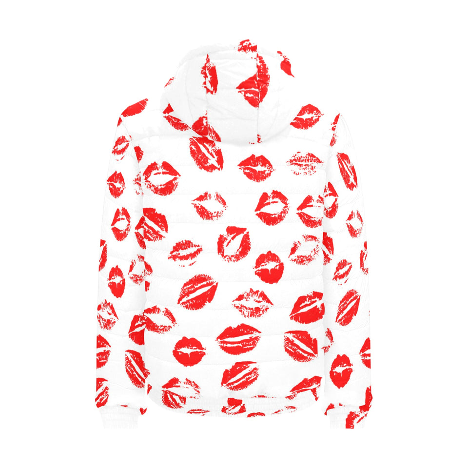 Lips Pattern Print Design 01 Men's Padded Hooded Jacket(ModelH42)