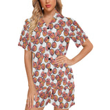 Sun Glasses Pattern Print Design 01 Women's V-Neck Short Pajama Set