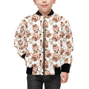 Yorkshire Terrier Pattern Print Design 04 Kids' Boys' Girls' Bomber Jacket