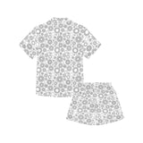 Gear Pattern Print Design 03 Kids' Boys' Girls' V-Neck Short Pajama Set