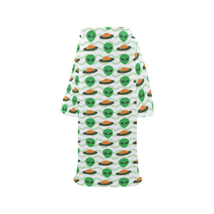 Alien Pattern Print Design 02 Blanket Robe with Sleeves