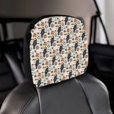 Toucan Flower Pattern Car Headrest Cover