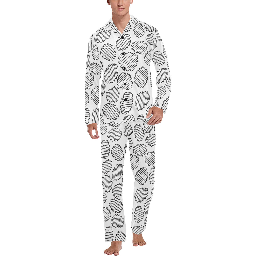 Potato Chips Pattern Print Design 03 Men's Long Pajama Set