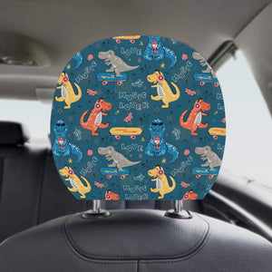 Dinosaur Music Skating Pattern Car Headrest Cover