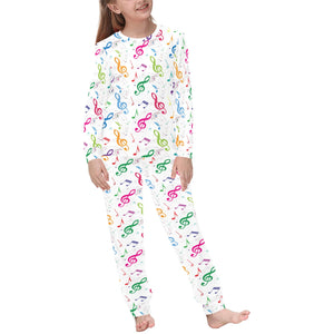 Music Notes Pattern Print Design 02 Kids' Boys' Girls' All Over Print Pajama Set