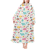 Tea pots Pattern Print Design 05 Blanket Robe with Sleeves