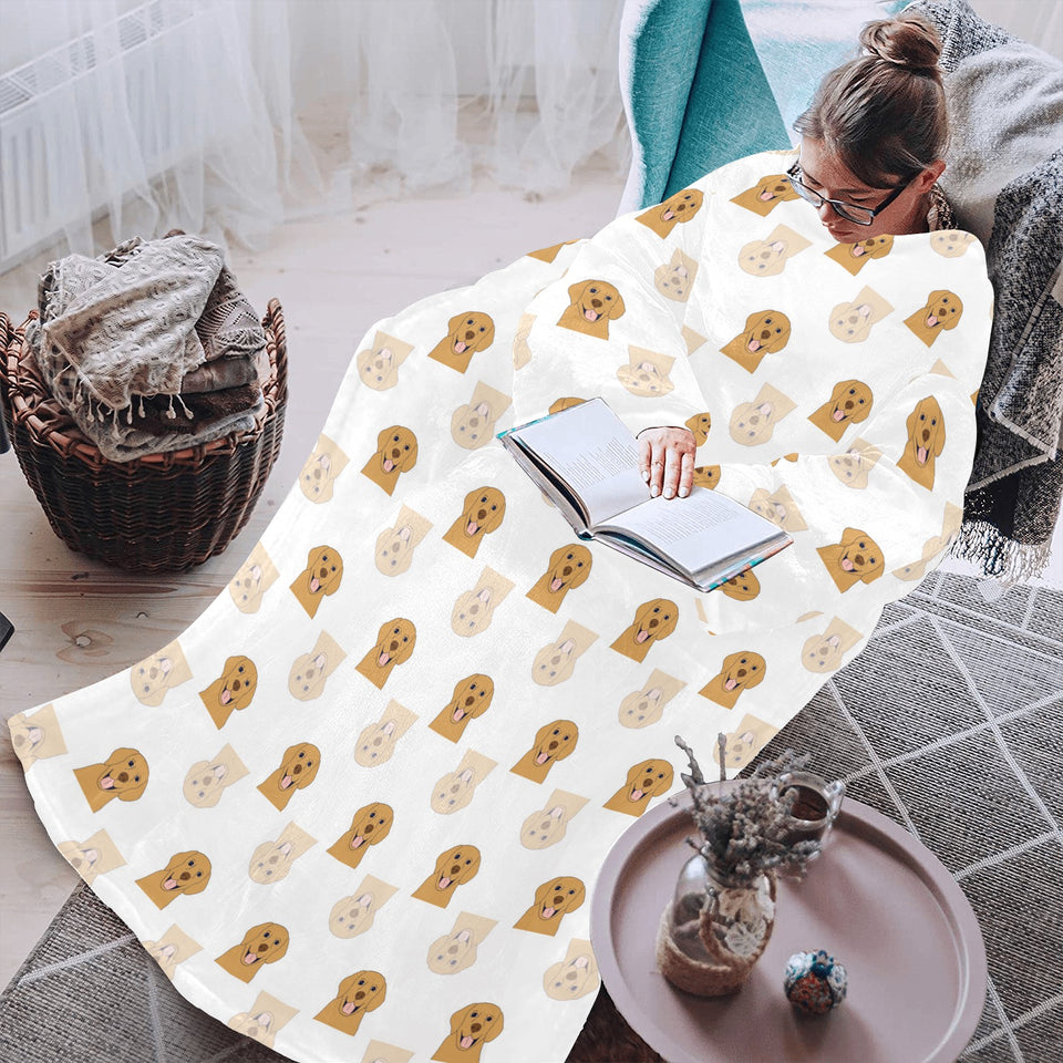 Golden Retriever Pattern Print Design 03 Blanket Robe with Sleeves