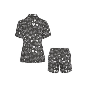 Bicycle Pattern Print Design 05 Women's V-Neck Short Pajama Set