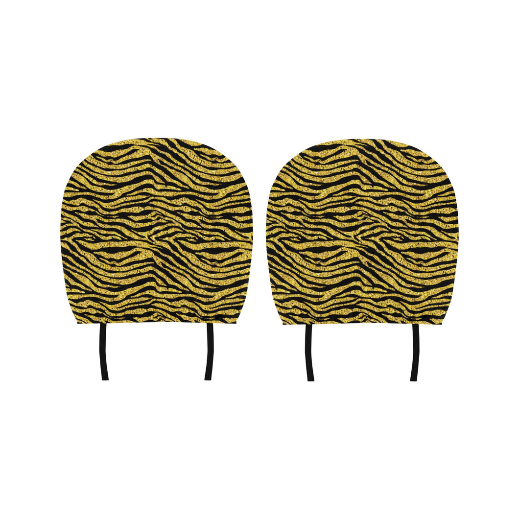 Gold Bengal Tiger Pattern Car Headrest Cover