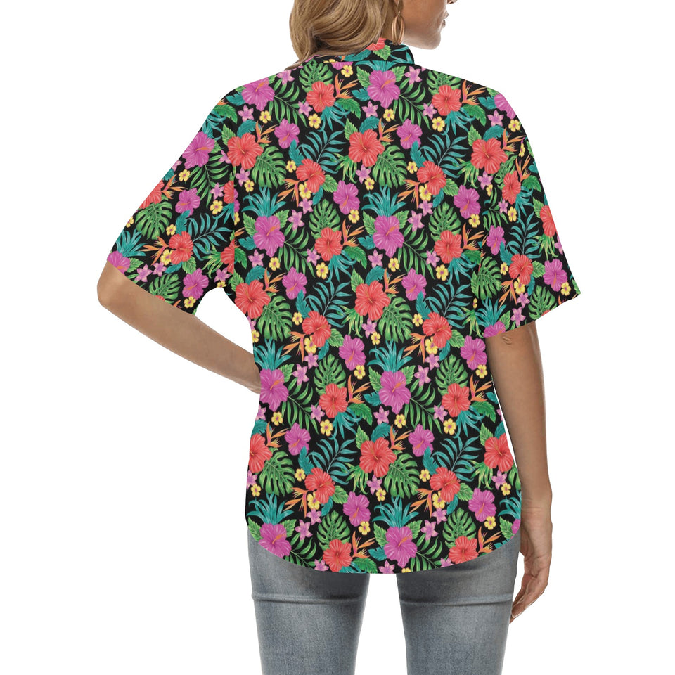 Hibiscus Pattern Print Design 01 Women's All Over Print Hawaiian Shirt