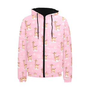 Giraffe Pattern Print Design 01 Men's Padded Hooded Jacket(ModelH42)