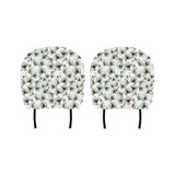 White Orchid Pattern Car Headrest Cover