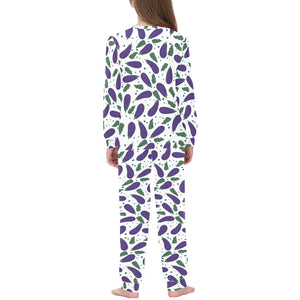 Eggplant Pattern Print Design 05 Kids' Boys' Girls' All Over Print Pajama Set