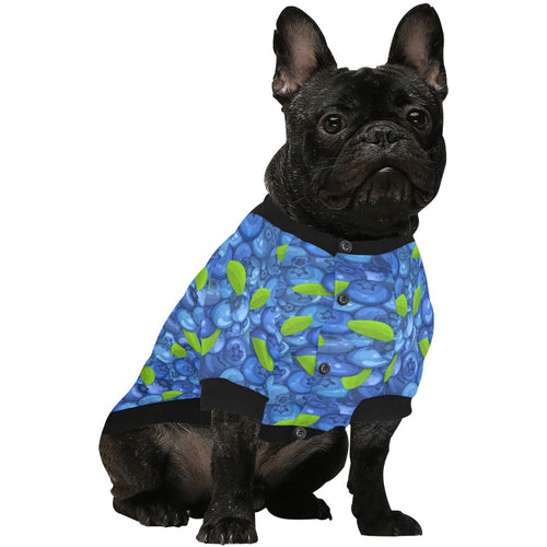 Blueberry Pattern Background All Over Print Pet Dog Round Neck Fuzzy Shirt