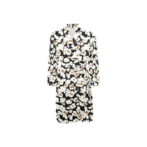 Popcorn Pattern Print Design 02 Men's Long Sleeve Belted Night Robe