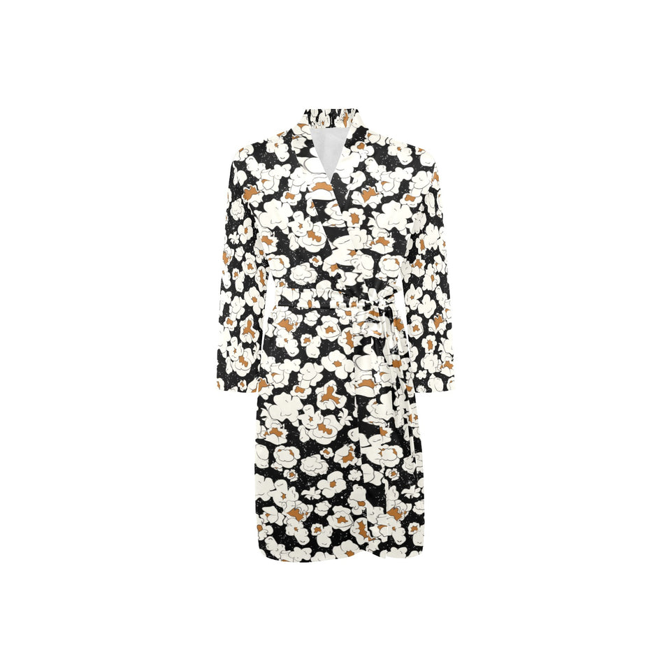 Popcorn Pattern Print Design 02 Men's Long Sleeve Belted Night Robe