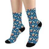 Popcorn Pattern Print Design 03 Crew Socks