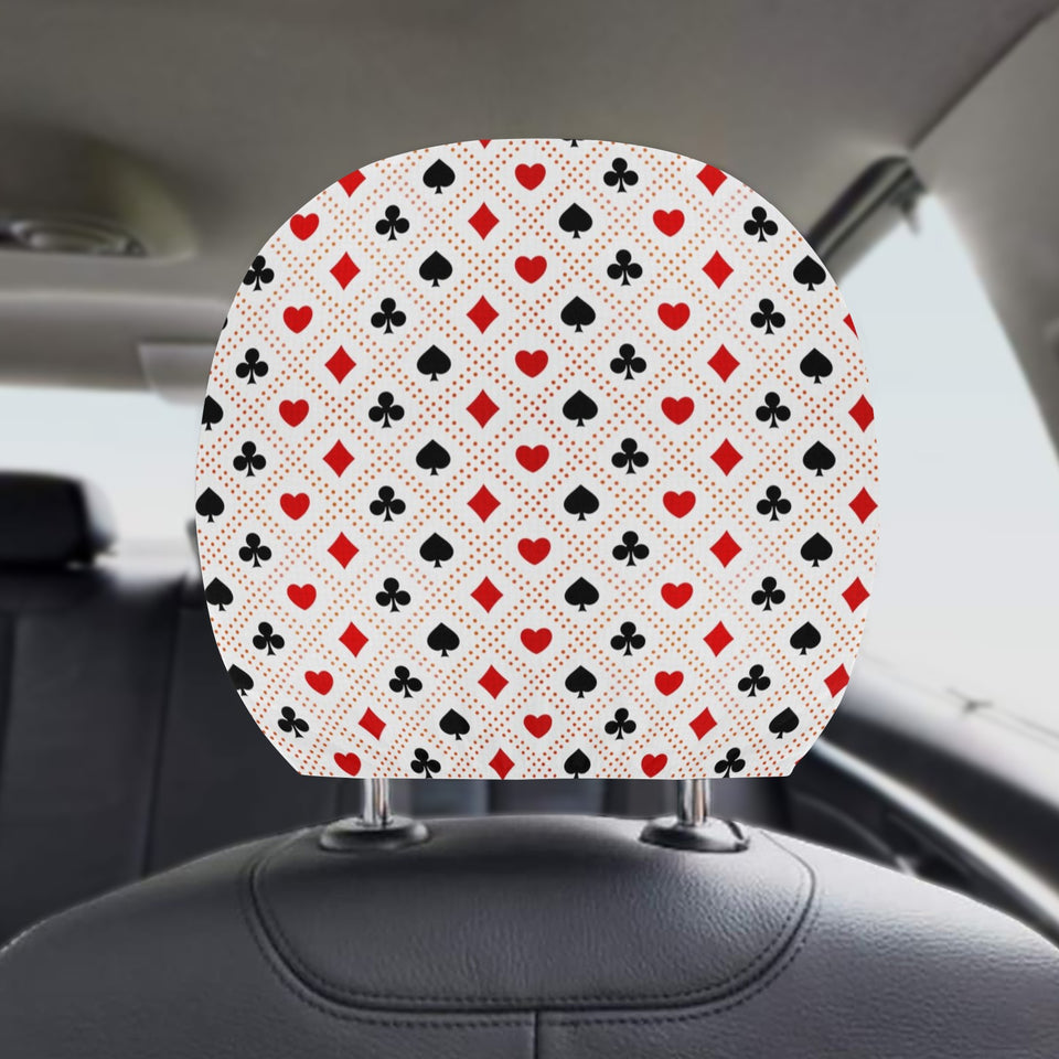 Casino Cards Suits Pattern Print Design 04 Car Headrest Cover